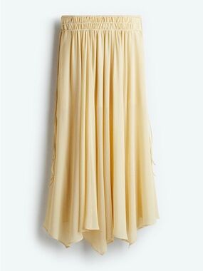 H&M Light Yellow Maxi Skirt with Gathered Waist
